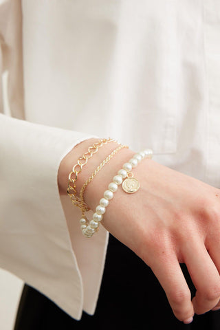 Pearl Chain Bracelet Light Yellow