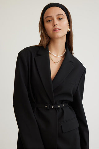 Belted Blazer Jacket Black