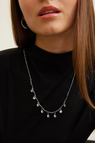 Floral Tip Necklace Silver
