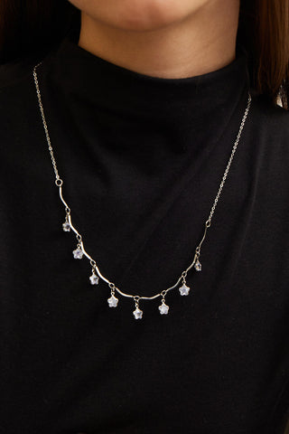 Floral Tip Necklace Silver