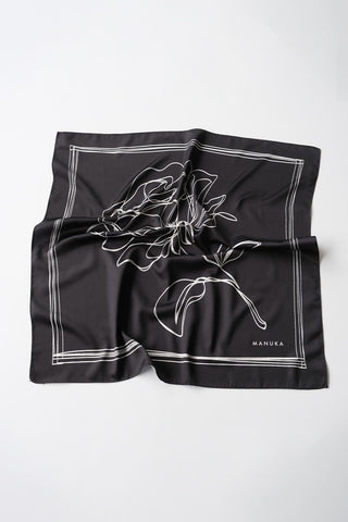 Patterned Satin Neck Scarf Rose Black