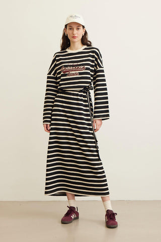 Retro Embroidery Sweatshirt Dress Black