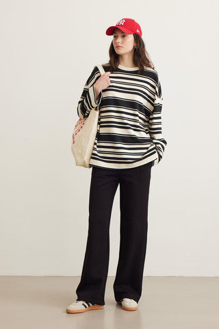 Mia Striped Oversize Sweatshirt Black