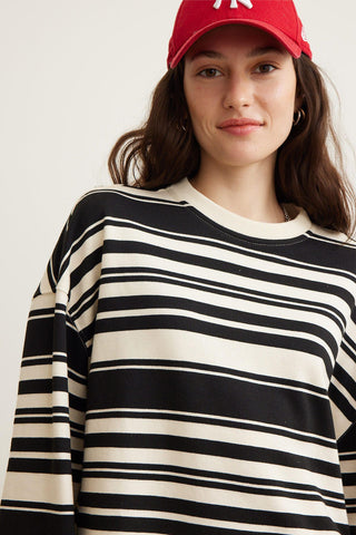 Mia Striped Oversize Sweatshirt Black