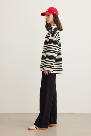 Mia Striped Oversize Sweatshirt Black