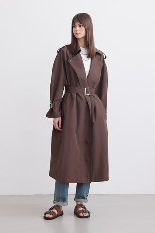 Belted Trench Coat Dark Brown