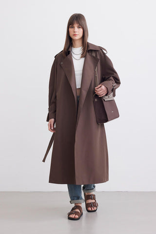 Belted Trench Coat Dark Brown