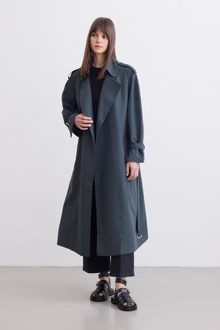 Belted Trench Coat Dark Green