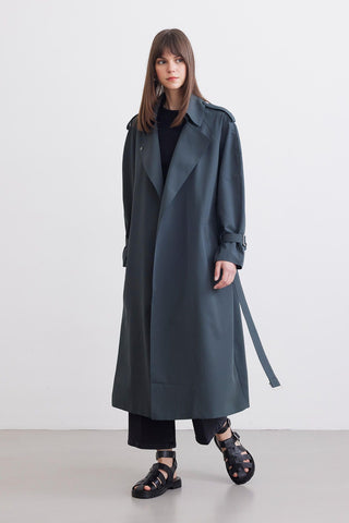 Belted Trench Coat Dark Green