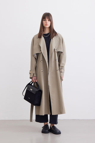 Trench Coat With Detachable Storm Flap Desert Sand