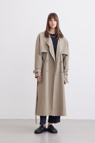 Trench Coat With Detachable Storm Flap Desert Sand