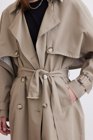 Trench Coat With Detachable Storm Flap Desert Sand