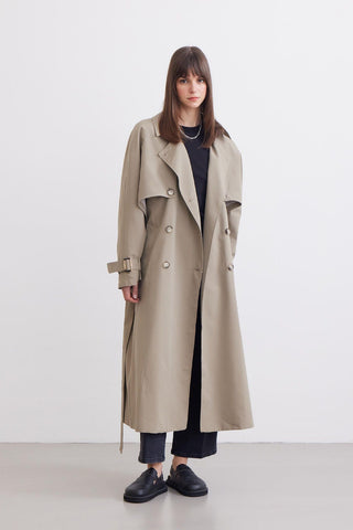 Trench Coat With Detachable Storm Flap Desert Sand