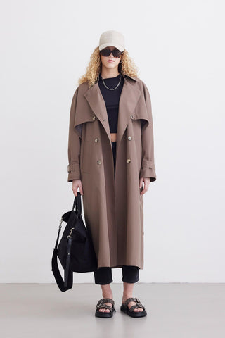 Trench Coat With Detachable Storm Flap Mink