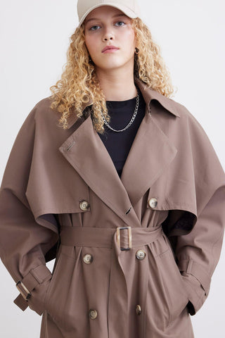 Trench Coat With Detachable Storm Flap Mink