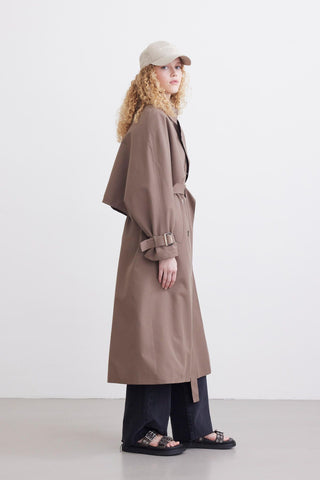 Trench Coat With Detachable Storm Flap Mink