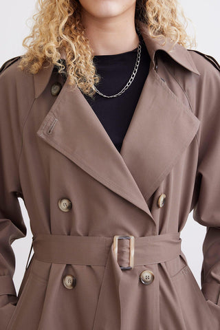 Trench Coat With Detachable Storm Flap Mink