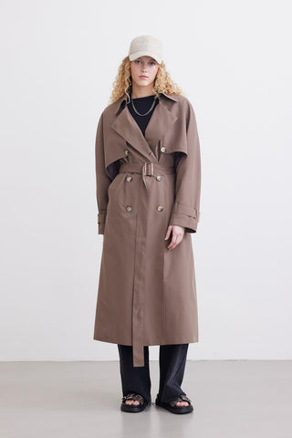 Trench Coat With Detachable Storm Flap Mink