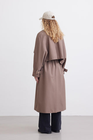 Trench Coat With Detachable Storm Flap Mink