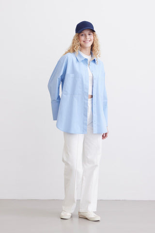 Wide Cuff Shirt Blue