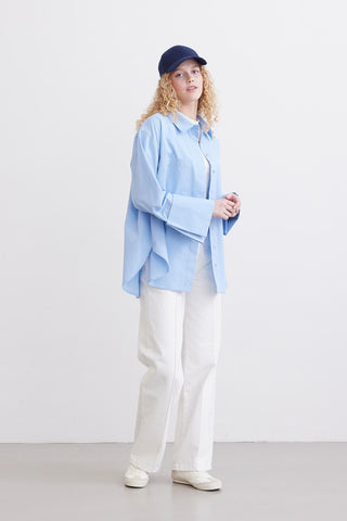 Wide Cuff Shirt Blue