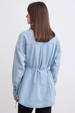 Belted Denim Shirt Light Blue