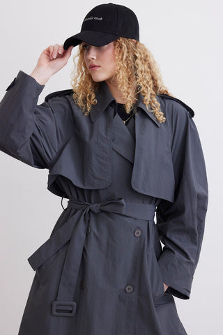 Technical Fabric Oversize Trench Coat Anthracite