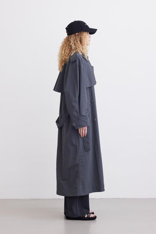 Technical Fabric Oversize Trench Coat Anthracite