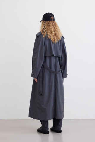 Technical Fabric Oversize Trench Coat Anthracite