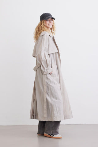 Technical Fabric Oversize Trench Coat Beige