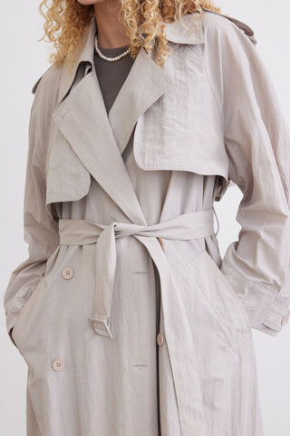 Technical Fabric Oversize Trench Coat Beige