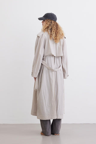 Technical Fabric Oversize Trench Coat Beige