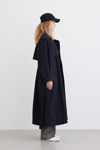 Technical Fabric Oversize Trench Coat Black