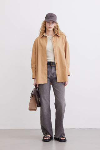 Oversize Basic Shirt Camel