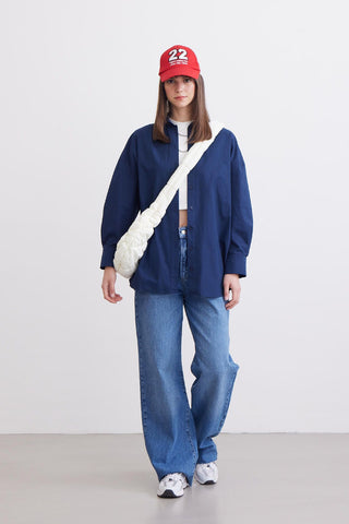 Oversize Basic Shirt Navy Blue