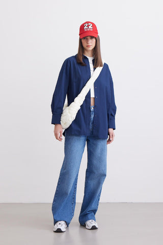 Oversize Basic Shirt Navy Blue