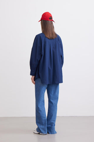 Oversize Basic Shirt Navy Blue