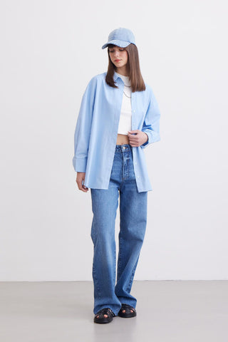 Oversize Basic Shirt Blue