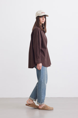 Oversize Basic Shirt Dark Brown