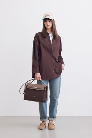 Oversize Basic Shirt Dark Brown