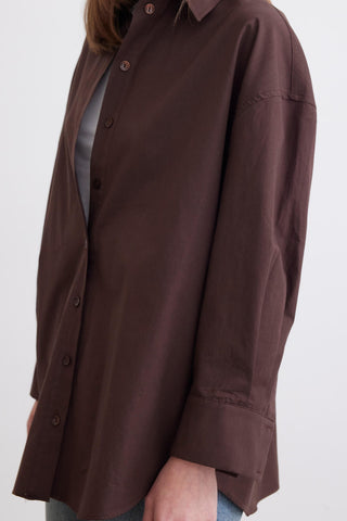 Oversize Basic Shirt Dark Brown