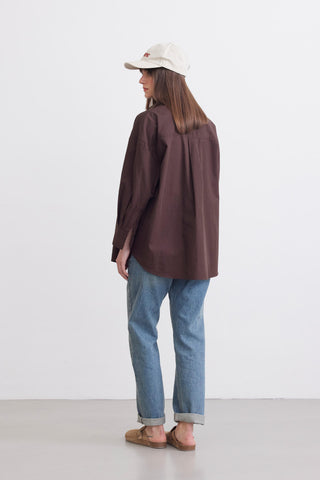 Oversize Basic Shirt Dark Brown