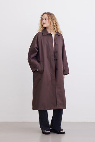 Button Front Trench Coat Brown