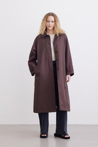 Button Front Trench Coat Brown