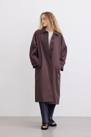 Button Front Trench Coat Brown