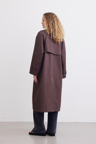 Button Front Trench Coat Brown