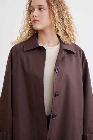 Button Front Trench Coat Brown