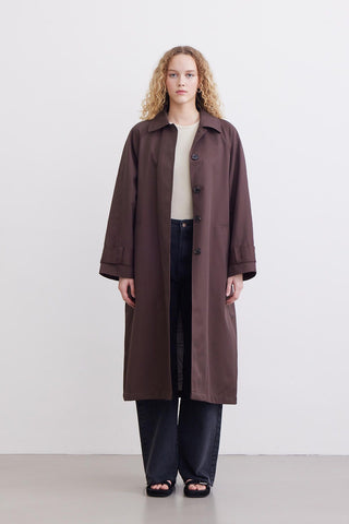 Button Front Trench Coat Brown