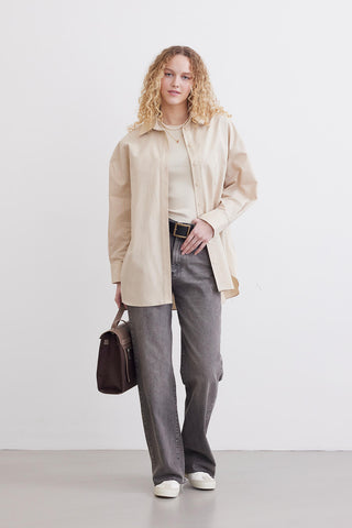 Oversize Basic Shirt Beige