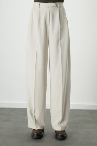 Dona Pleated Palazzo Trousers Light Beige